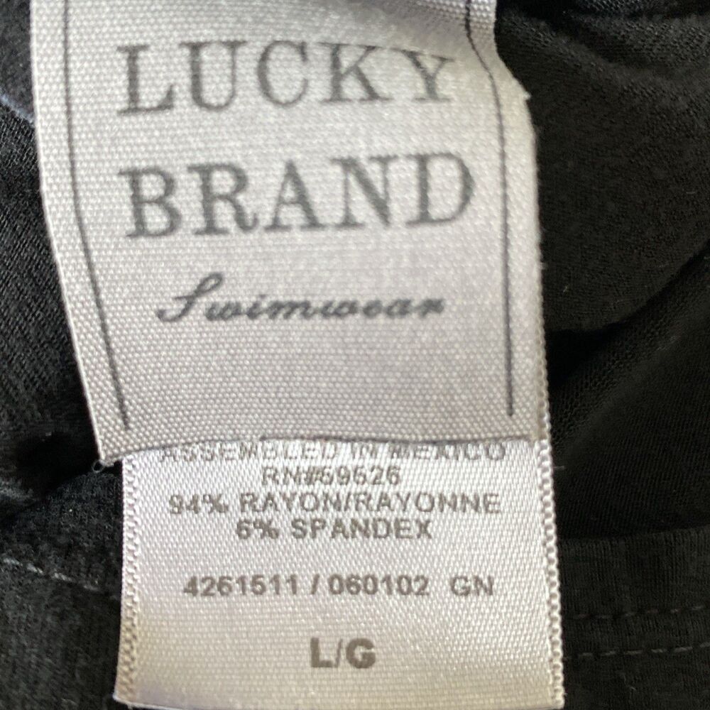 LUCKY BRAND Swimwear Black & White Dress Tie Dye Coverup Size Large Boho Beach - Picture 5 of 6